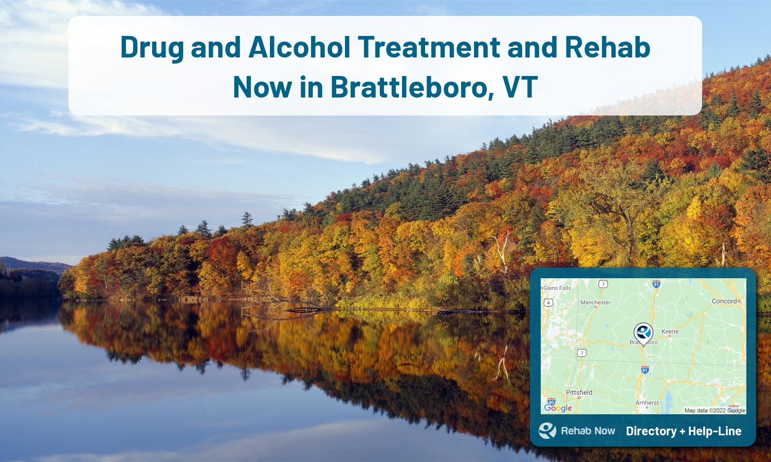 Struggling with addiction in Brattleboro, Vermont? RehabNow helps you find the best treatment center or rehab available.