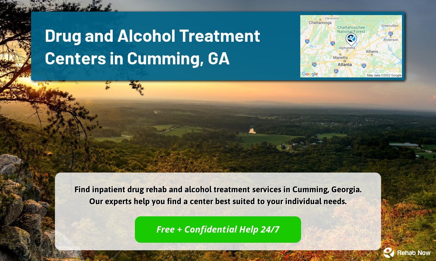 Find inpatient drug rehab and alcohol treatment services in Cumming, Georgia. Our experts help you find a center best suited to your individual needs.