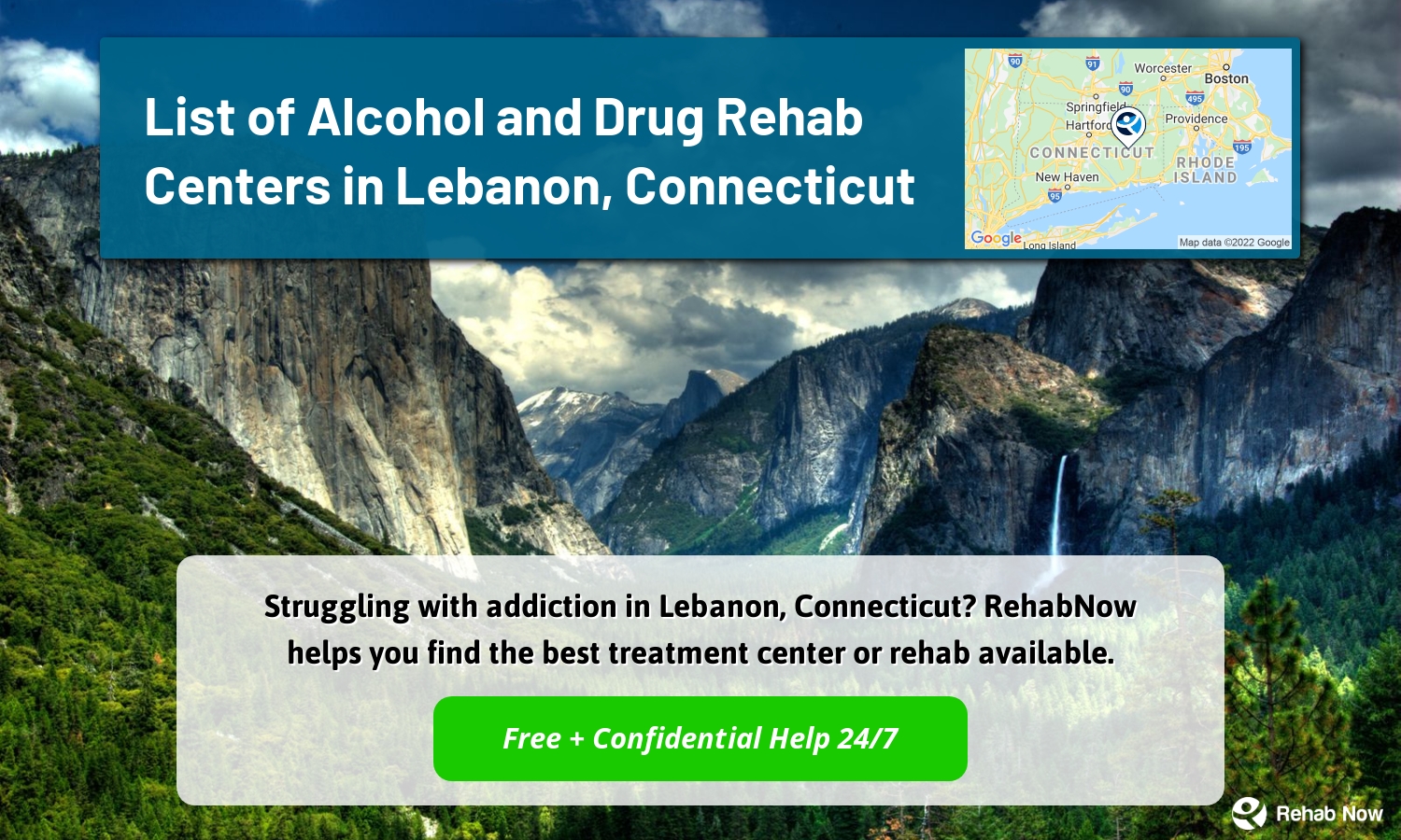 Struggling with addiction in Lebanon, Connecticut? RehabNow helps you find the best treatment center or rehab available.