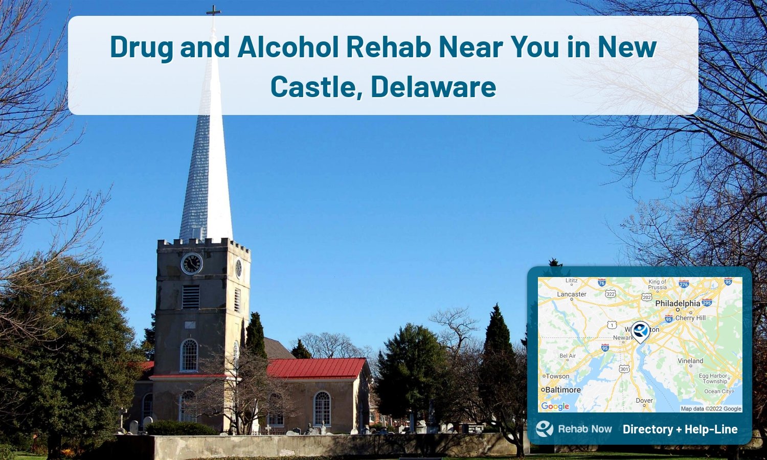 Our experts can help you find treatment now in New Castle, Delaware. We list drug rehab and alcohol centers in Delaware.