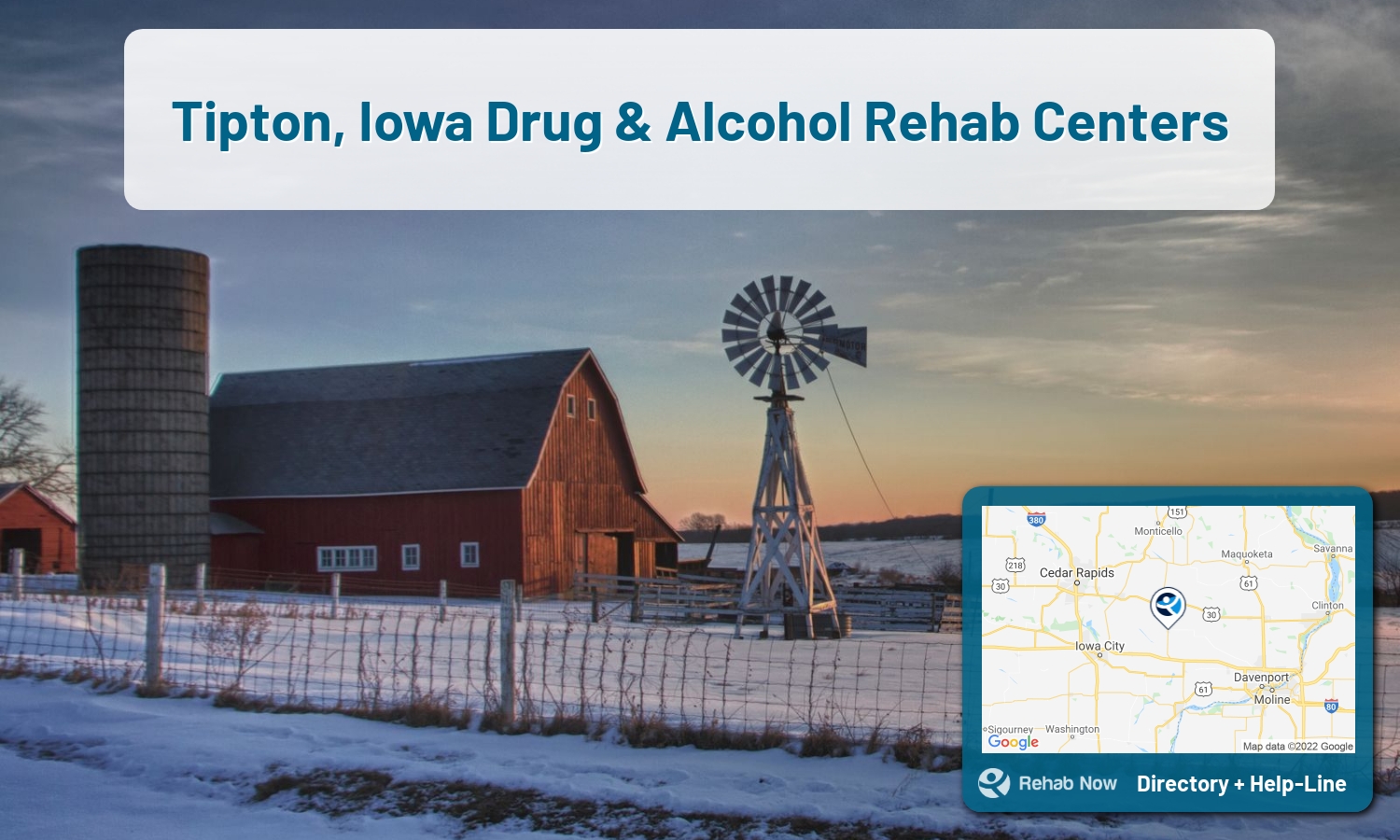 Tipton, IA Treatment Centers. Find drug rehab in Tipton, Iowa, or detox and treatment programs. Get the right help now!