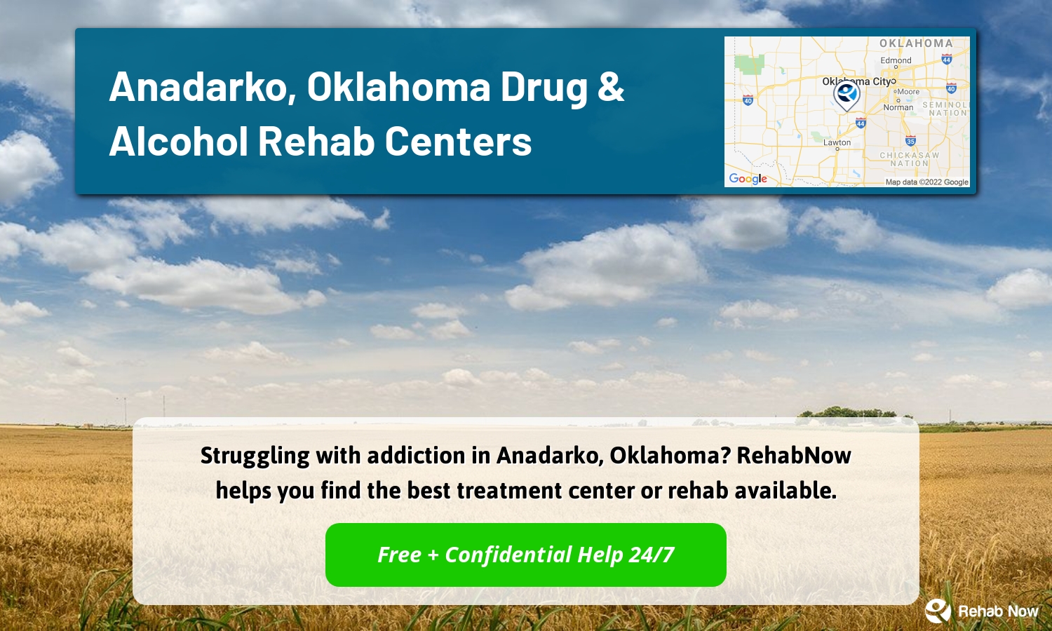 Struggling with addiction in Anadarko, Oklahoma? RehabNow helps you find the best treatment center or rehab available.
