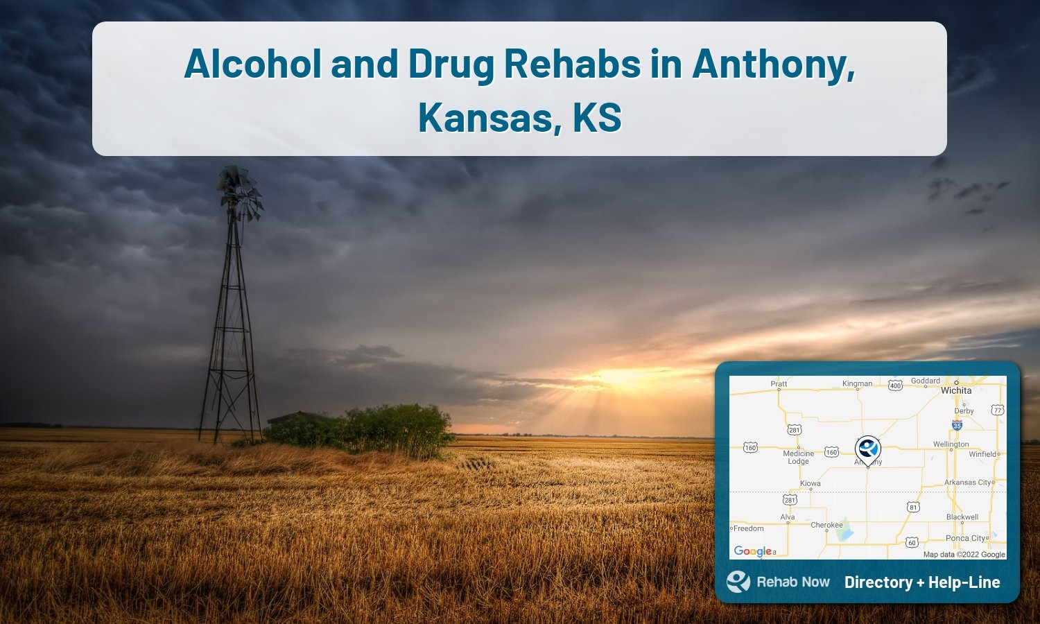 Our experts can help you find treatment now in Anthony, Kansas. We list drug rehab and alcohol centers in Kansas.
