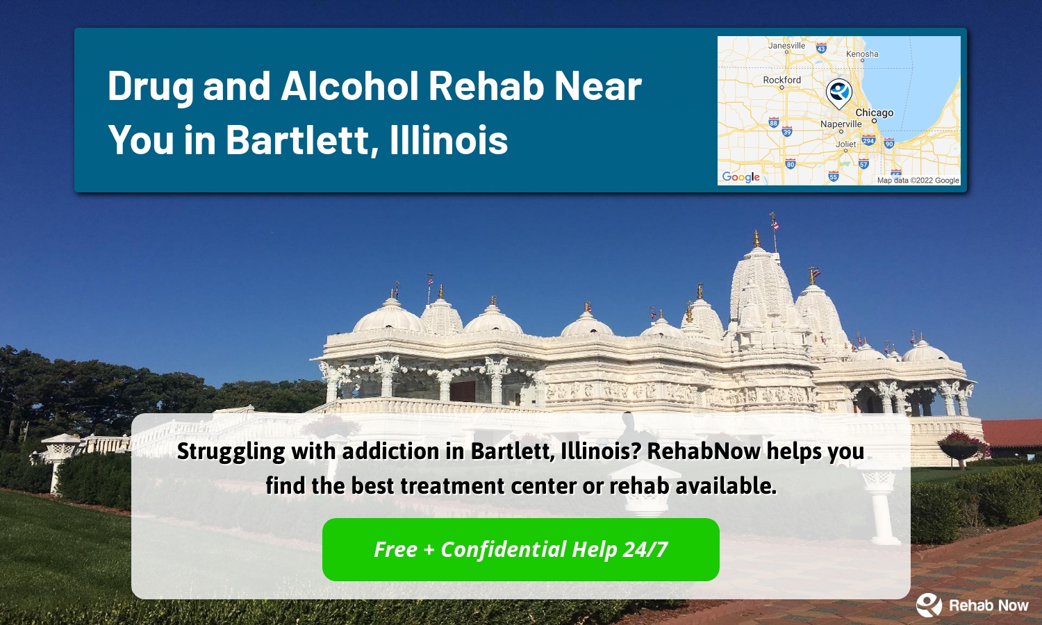 Struggling with addiction in Bartlett, Illinois? RehabNow helps you find the best treatment center or rehab available.