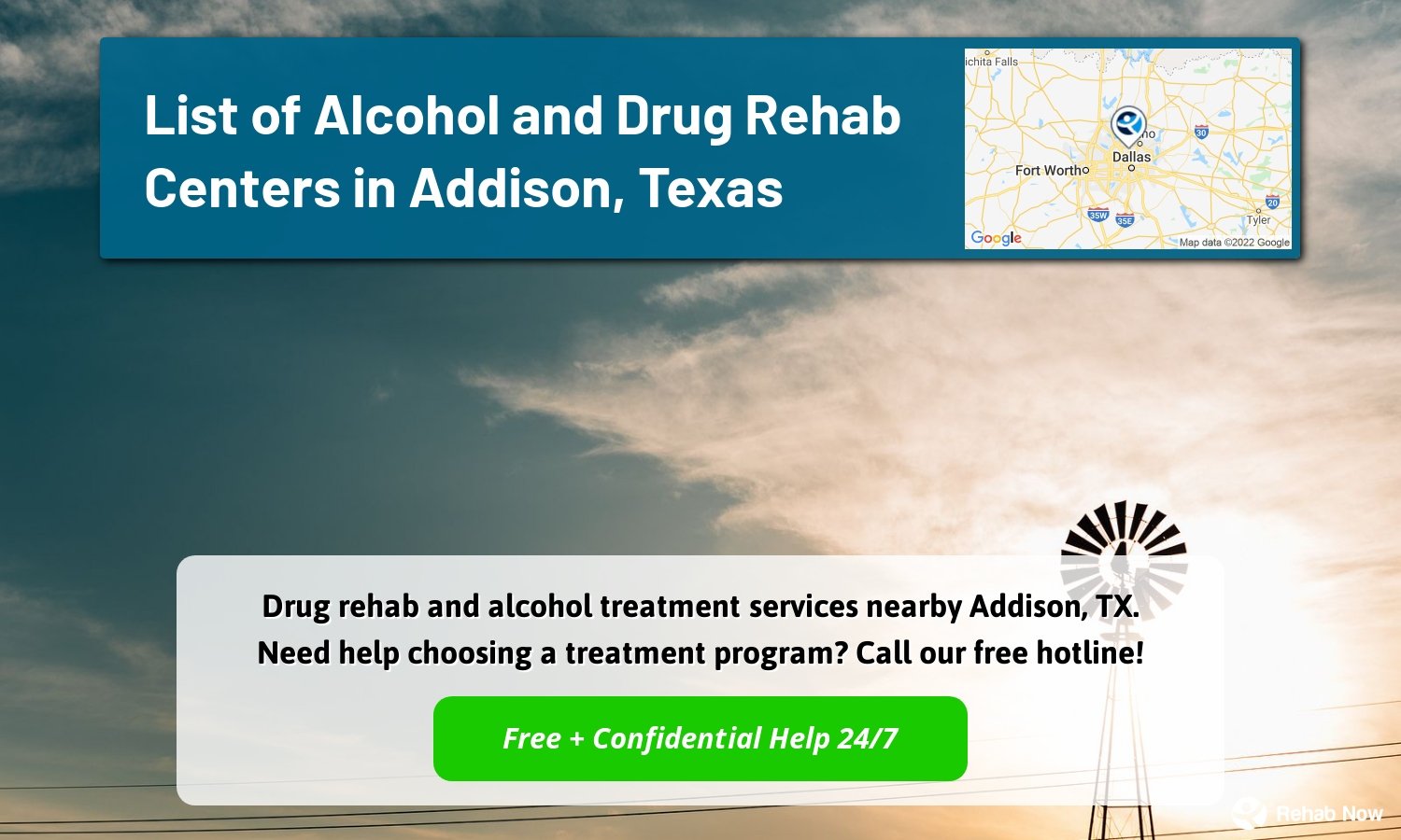 Drug rehab and alcohol treatment services nearby Addison, TX. Need help choosing a treatment program? Call our free hotline!