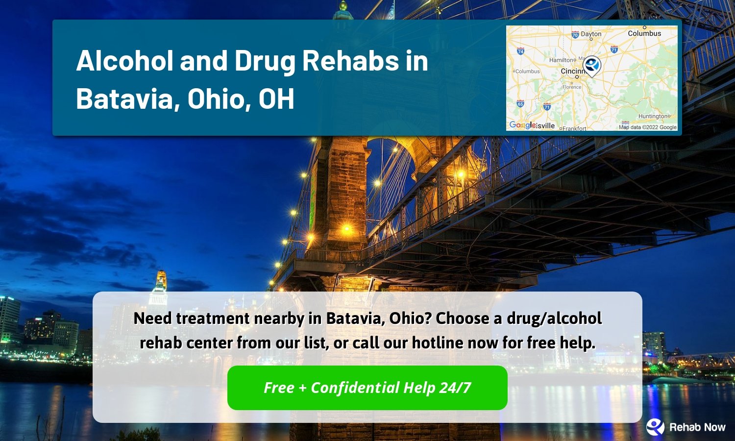 Need treatment nearby in Batavia, Ohio? Choose a drug/alcohol rehab center from our list, or call our hotline now for free help.