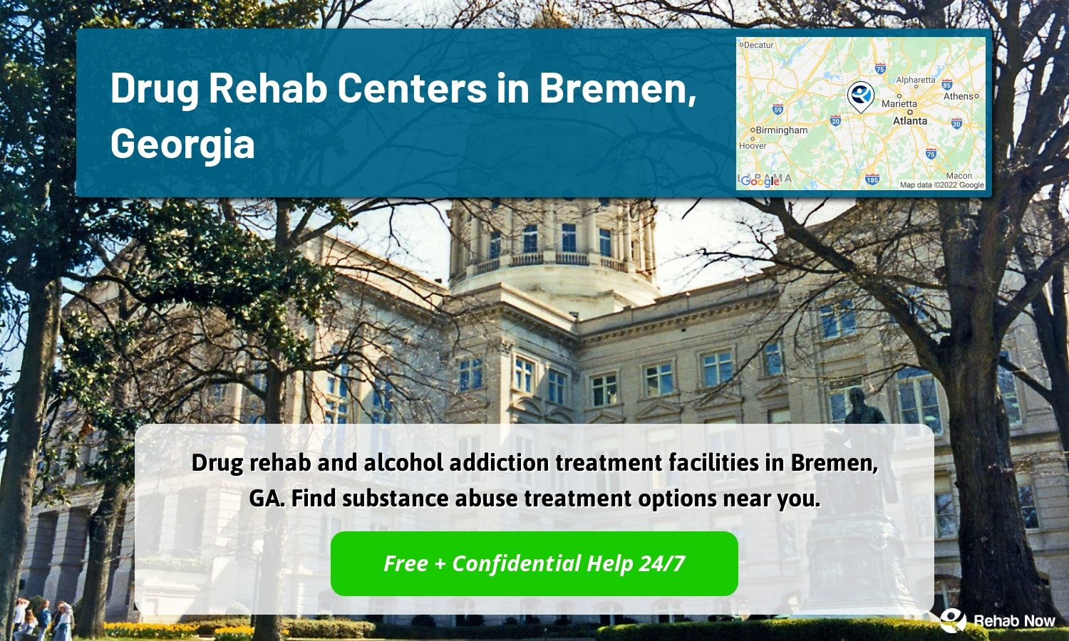 Drug rehab and alcohol addiction treatment facilities in Bremen, GA. Find substance abuse treatment options near you.