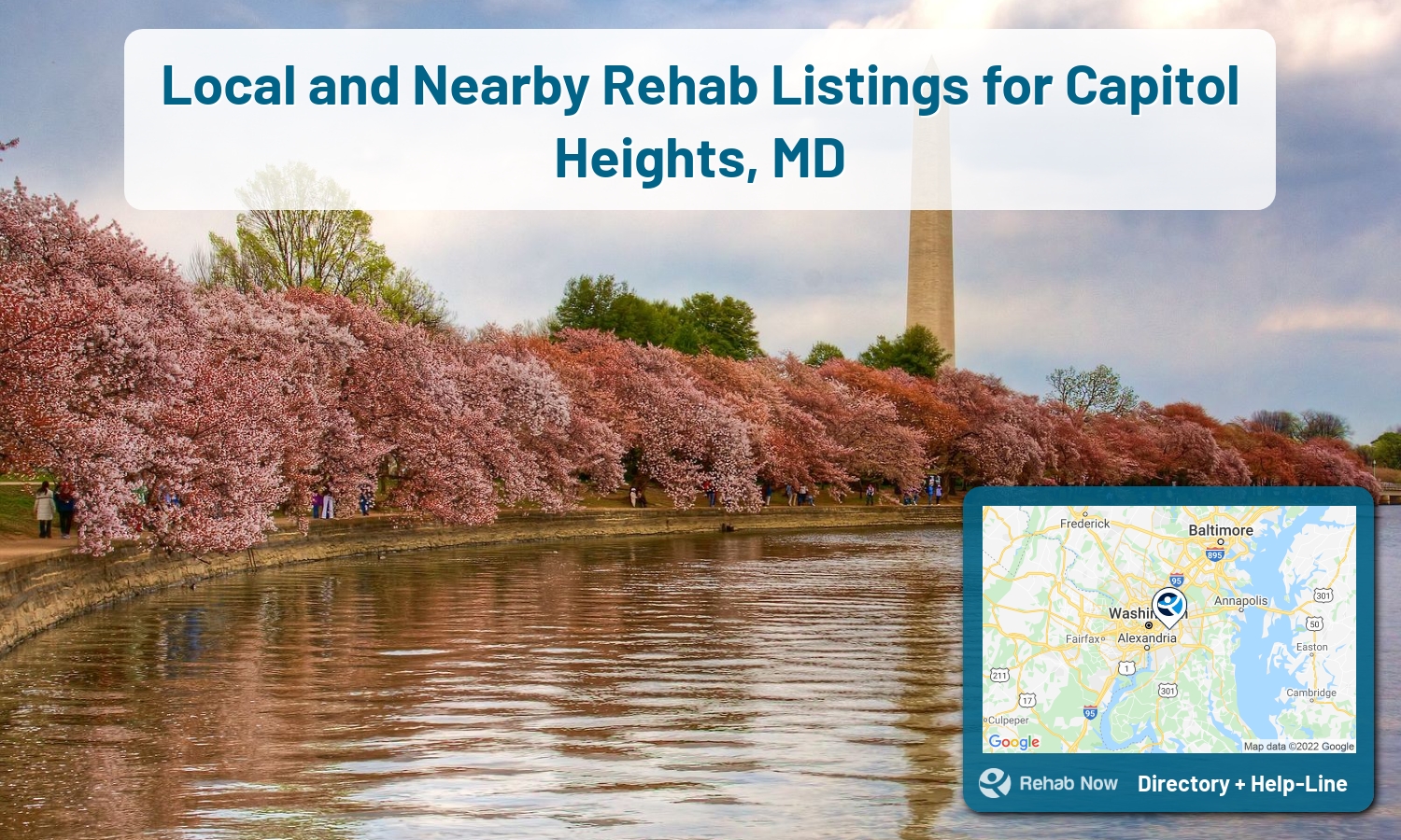 Let our expert counselors help find the best addiction treatment in Capitol Heights, Maryland now with a free call to our hotline.