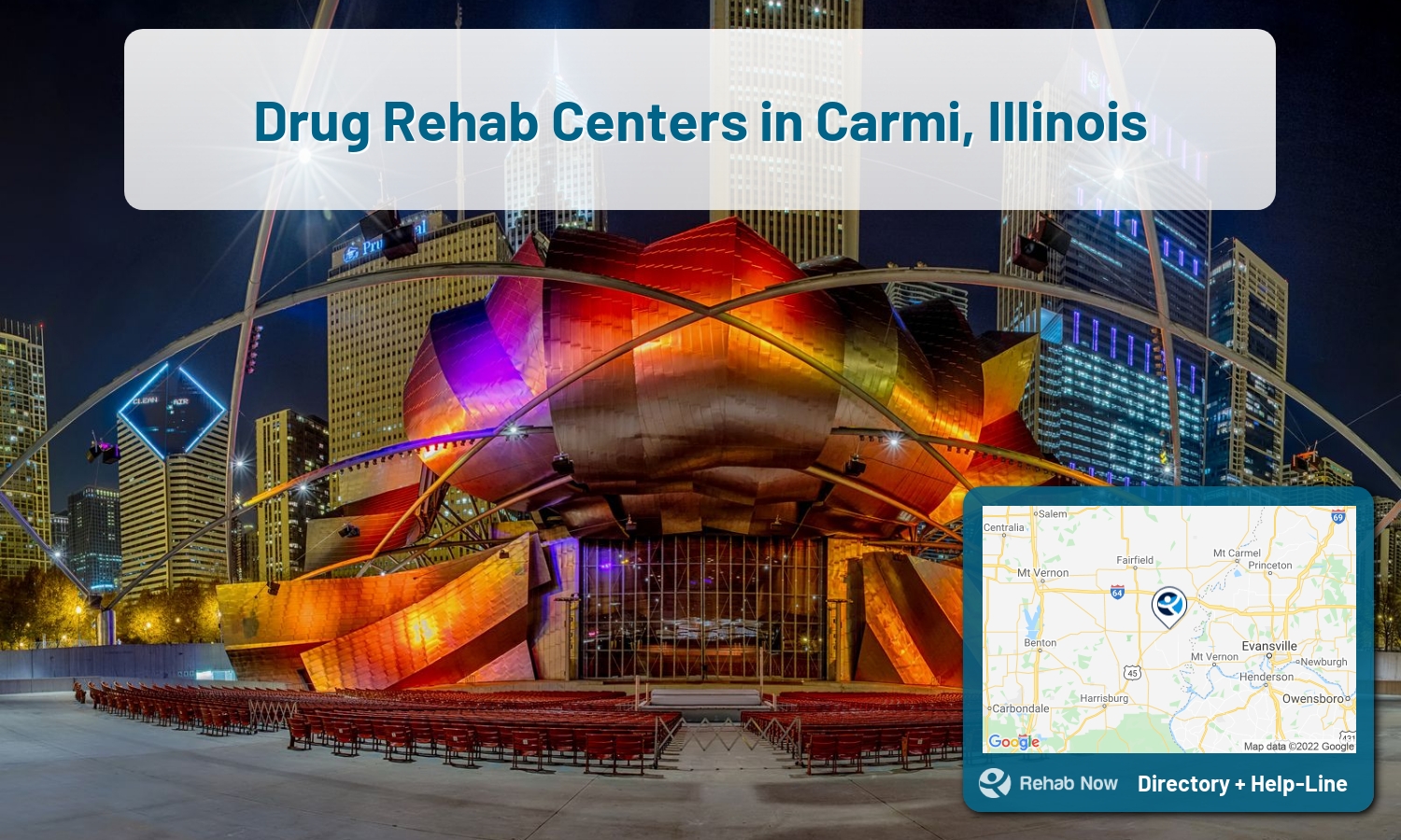 Our experts can help you find treatment now in Carmi, Illinois. We list drug rehab and alcohol centers in Illinois.
