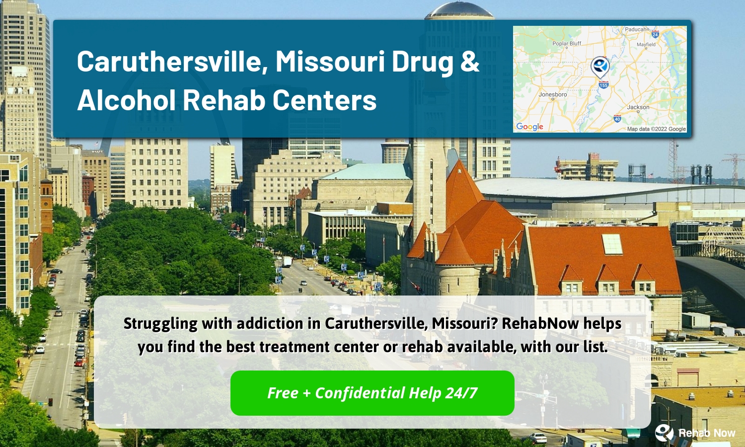 Struggling with addiction in Caruthersville, Missouri? RehabNow helps you find the best treatment center or rehab available, with our list.