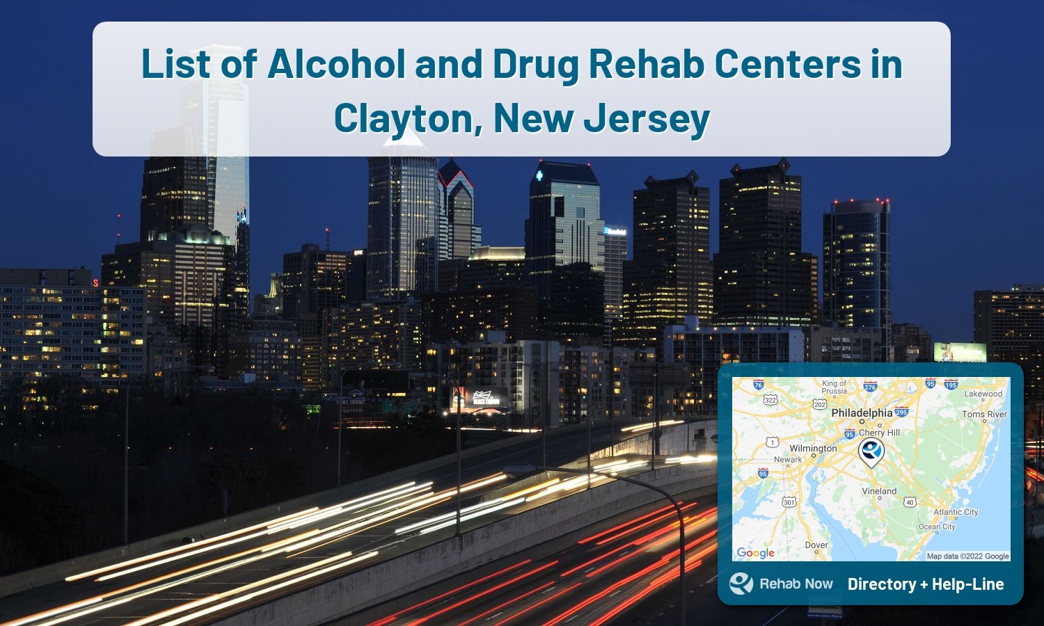 Struggling with addiction in Clayton, New Jersey? RehabNow helps you find the best treatment center or rehab available.