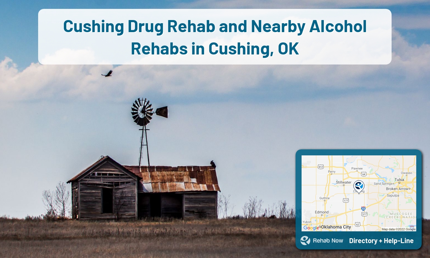 Drug rehab and alcohol treatment services nearby Cushing, OK. Need help choosing a treatment program? Call our free hotline!