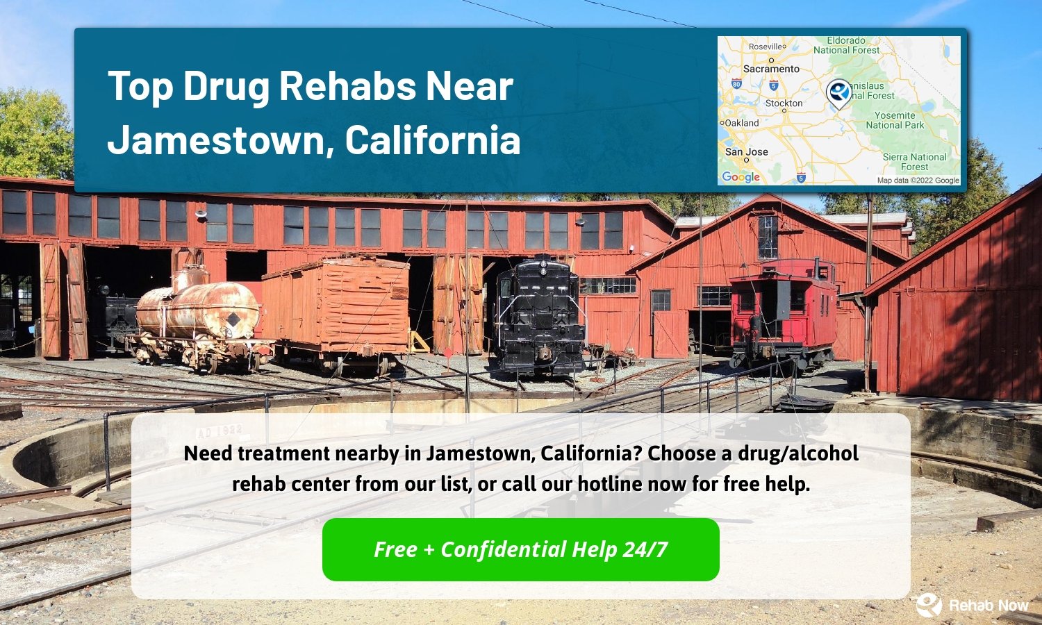 Need treatment nearby in Jamestown, California? Choose a drug/alcohol rehab center from our list, or call our hotline now for free help.