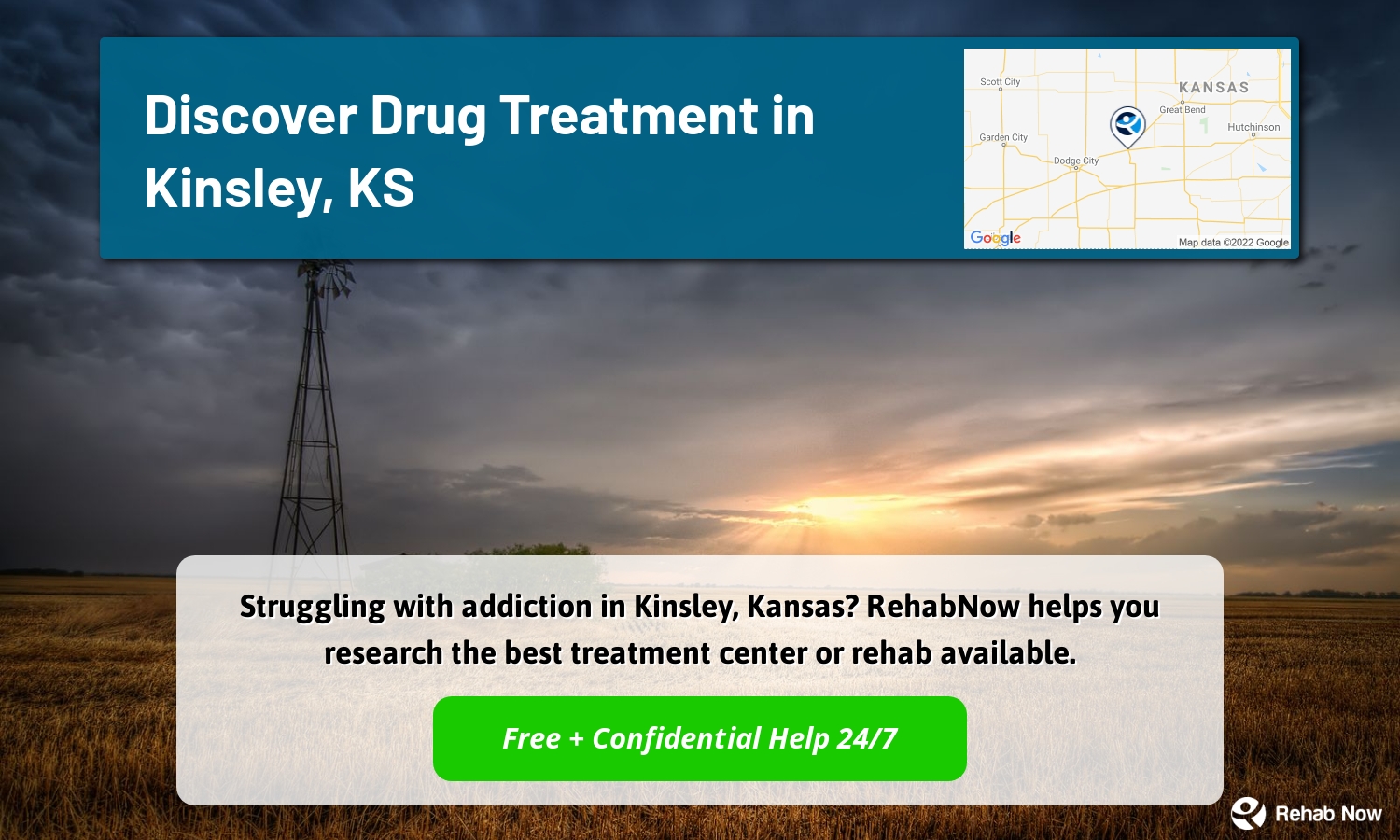 Struggling with addiction in Kinsley, Kansas? RehabNow helps you research the best treatment center or rehab available.