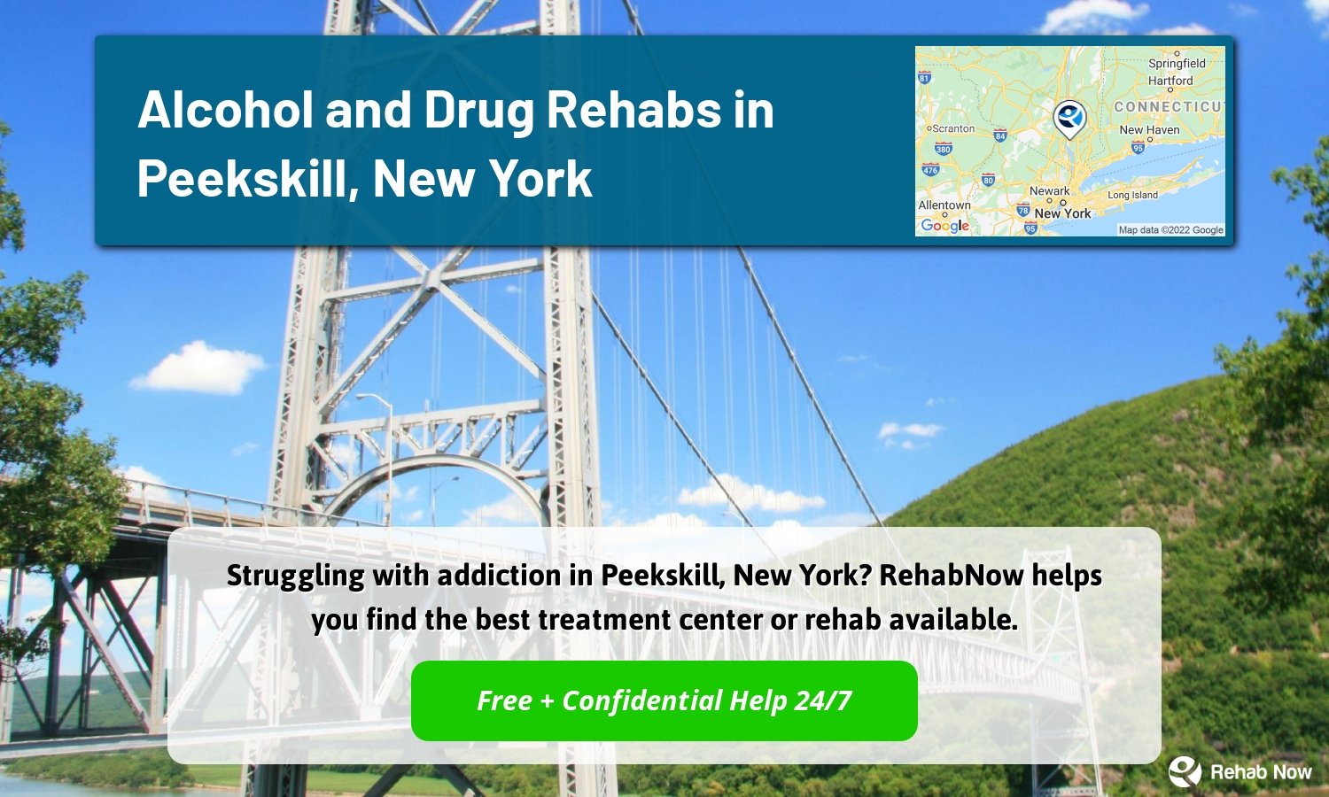 Struggling with addiction in Peekskill, New York? RehabNow helps you find the best treatment center or rehab available.