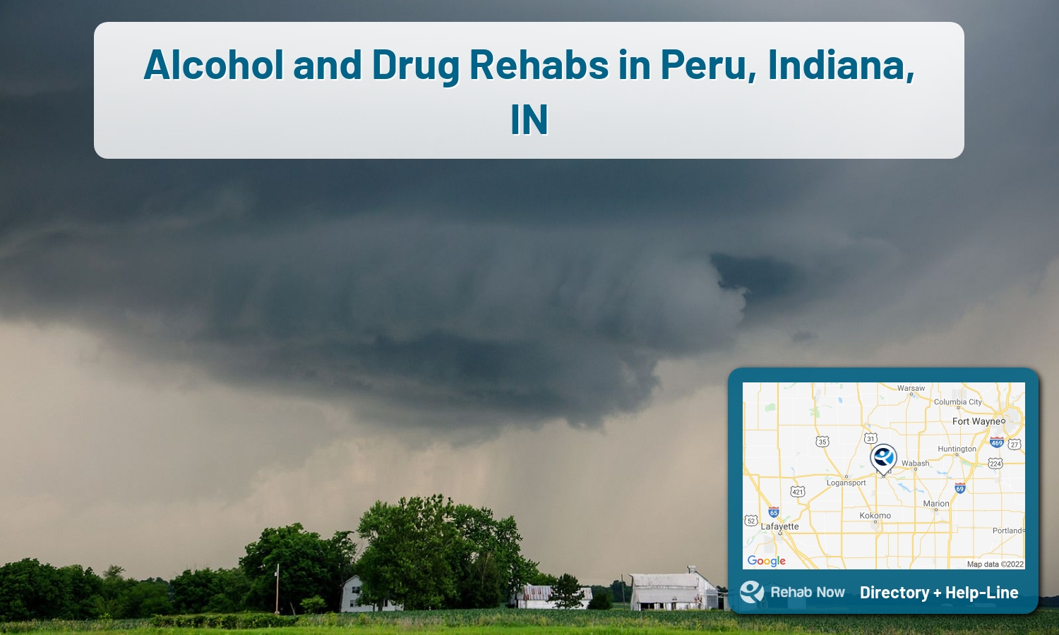 Drug rehab and alcohol treatment services nearby Peru, IN. Need help choosing a treatment program? Call our free hotline!