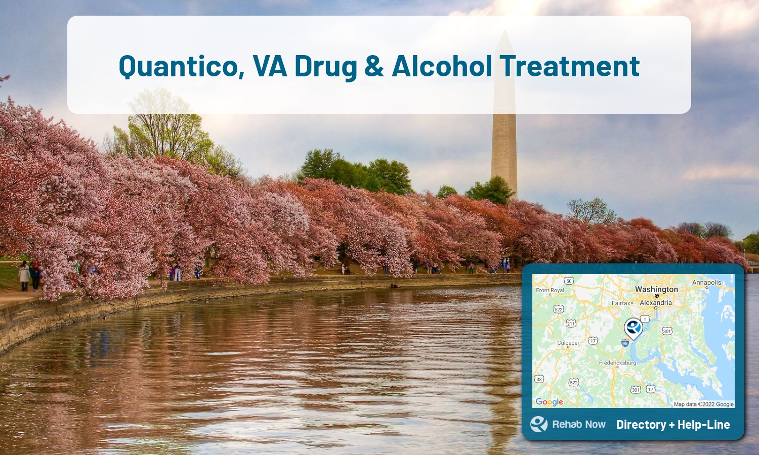Need treatment nearby in Quantico, Virginia? Choose a drug/alcohol rehab center from our list, or call our hotline now for free help.