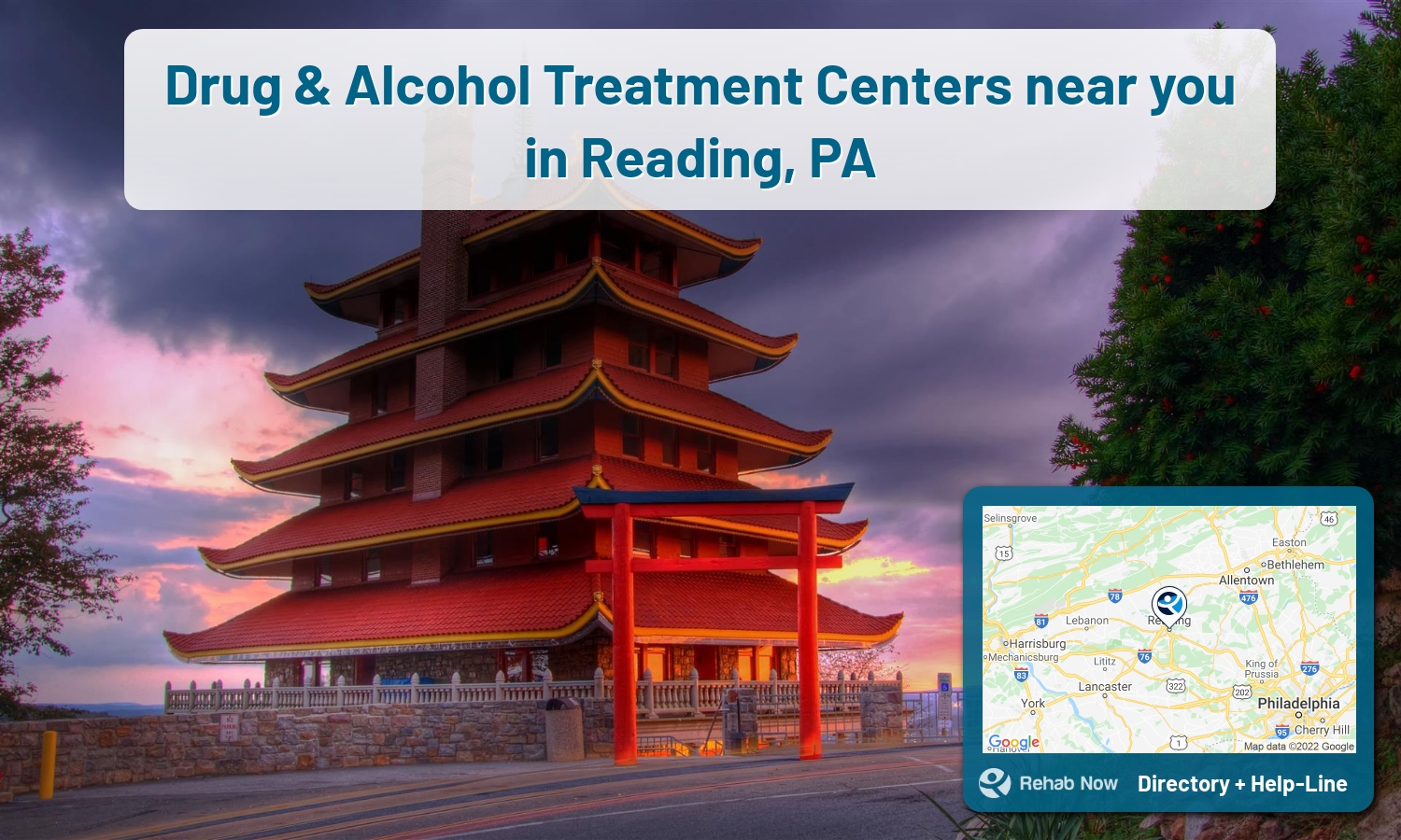 Need treatment nearby in Reading, Pennsylvania? Choose a drug/alcohol rehab center from our list, or call our hotline now for free help.