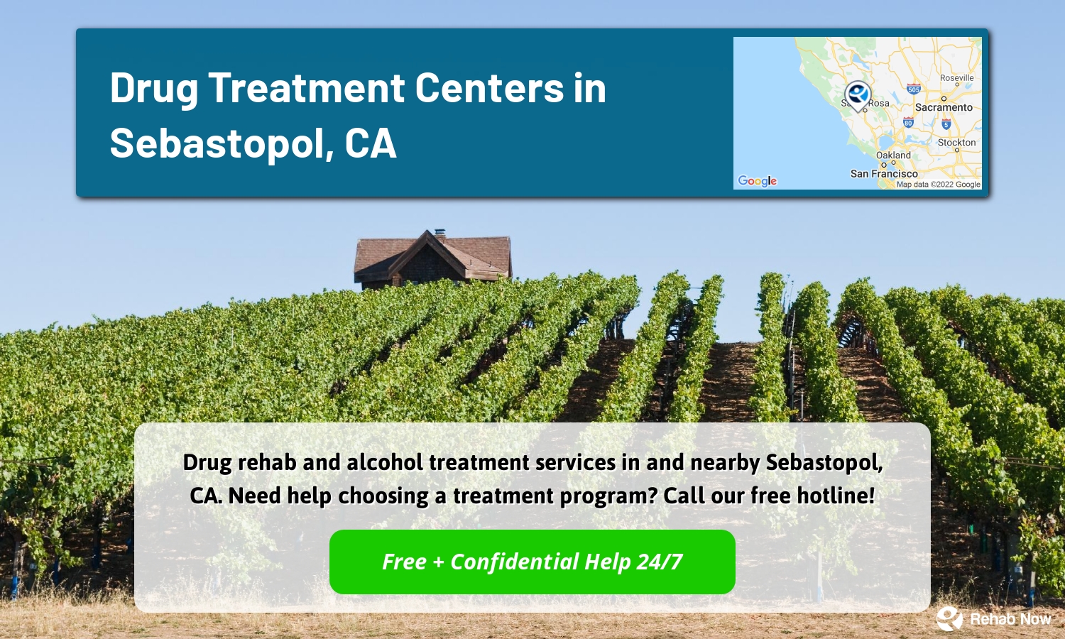 Drug rehab and alcohol treatment services in and nearby Sebastopol, CA. Need help choosing a treatment program? Call our free hotline!