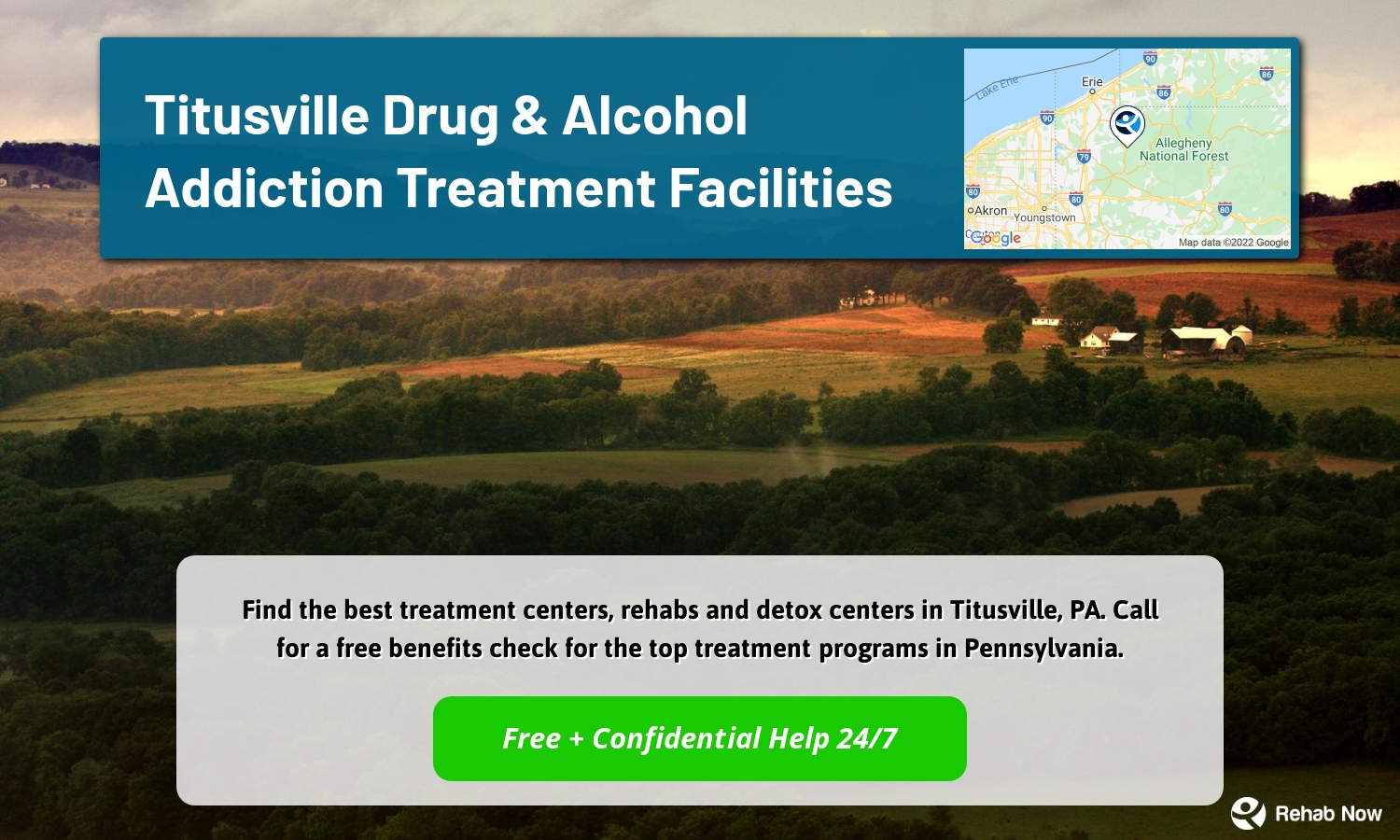 Find the best treatment centers, rehabs and detox centers in Titusville, PA. Call for a free benefits check for the top treatment programs in Pennsylvania.