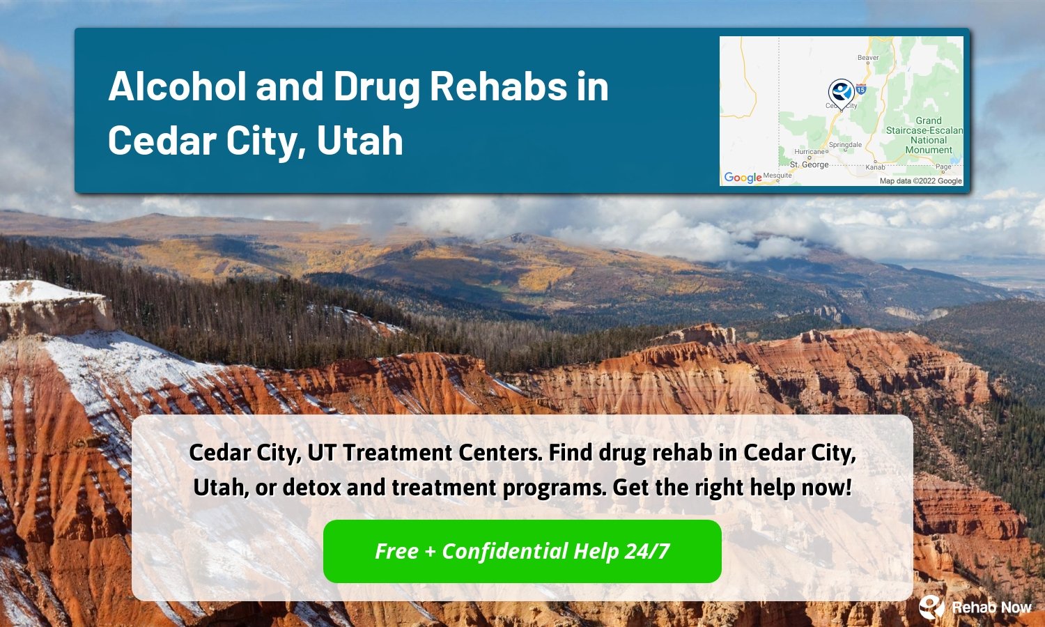 Cedar City, UT Treatment Centers. Find drug rehab in Cedar City, Utah, or detox and treatment programs. Get the right help now!