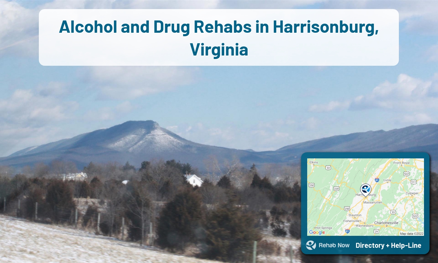 Ready to pick a rehab center in Harrisonburg? Get off alcohol, opiates, and other drugs, by selecting top drug rehab centers in Virginia