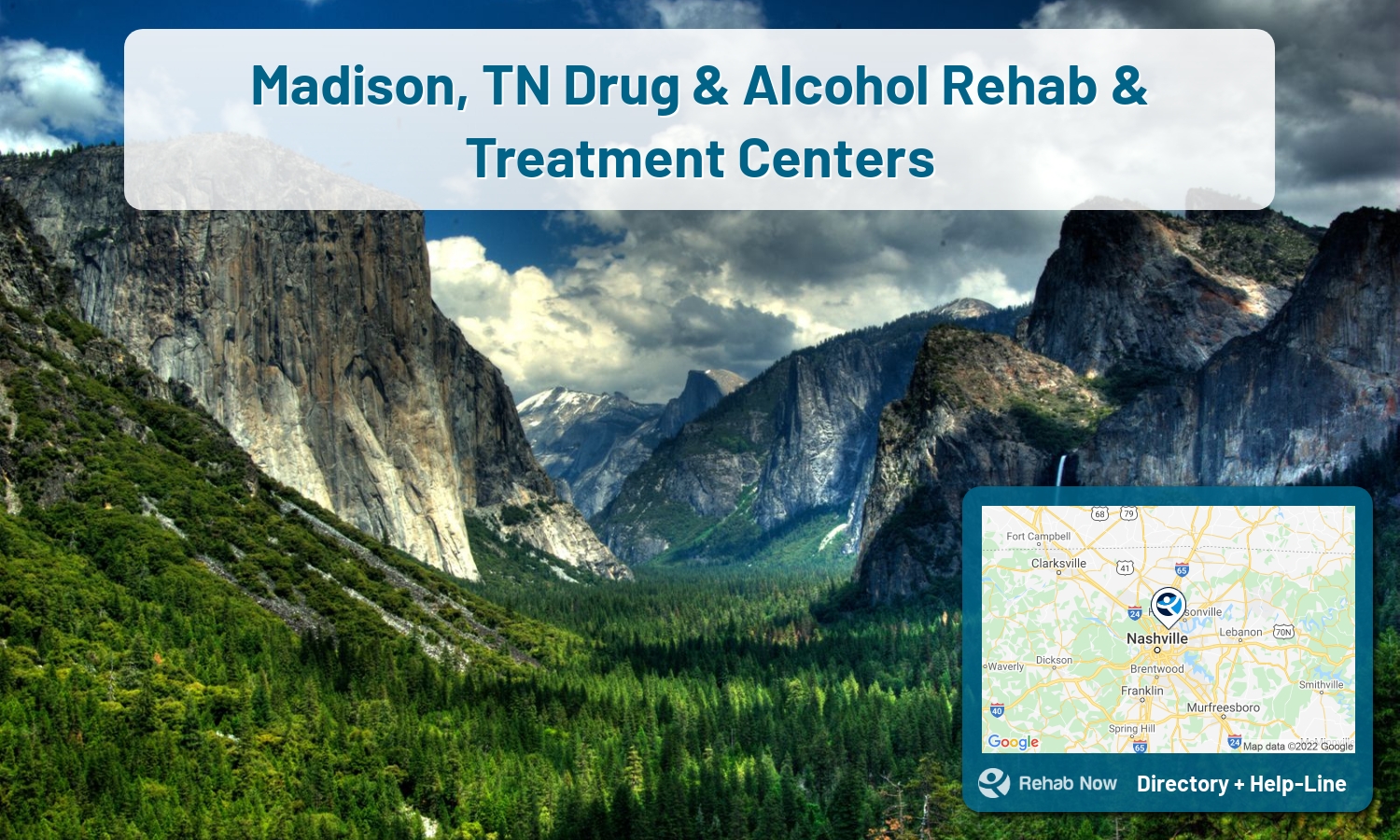 Our experts can help you find treatment now in Madison, Tennessee. We list drug rehab and alcohol centers in Tennessee.