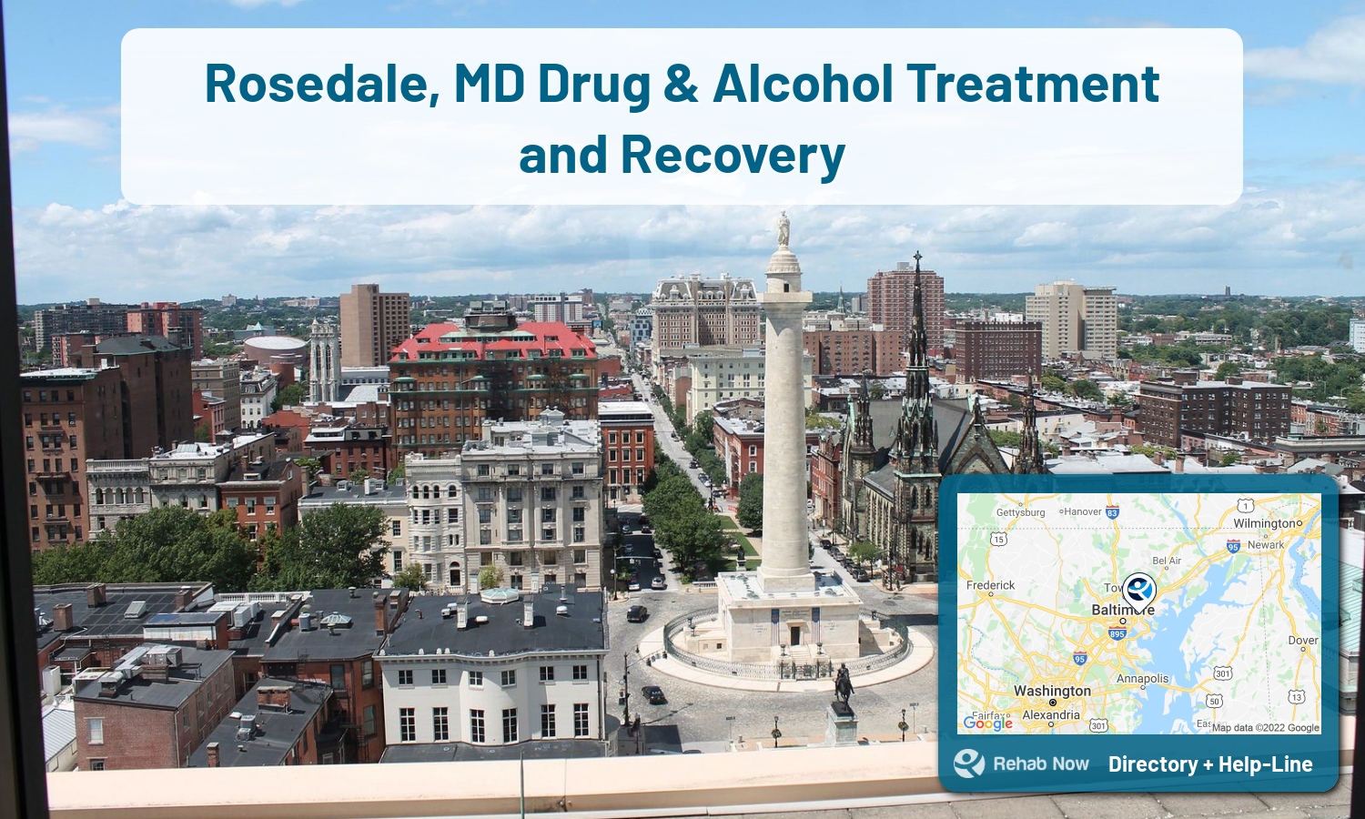 Struggling with addiction in Rosedale, Maryland? RehabNow helps you find the best treatment center or rehab available.