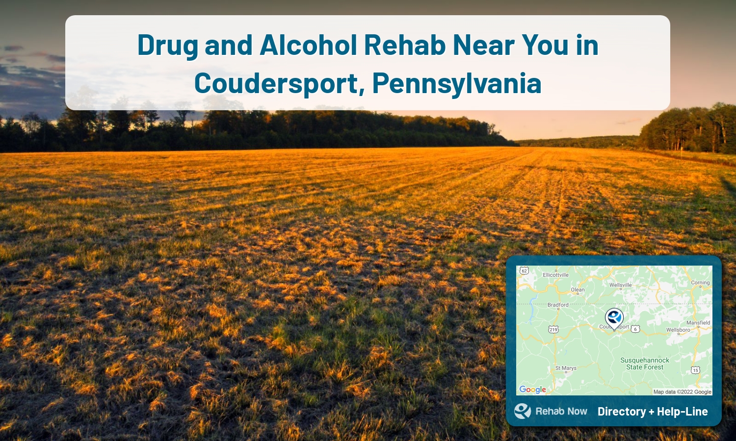 Find drug rehab and alcohol treatment services in Coudersport. Our experts help you find a center in Coudersport, Pennsylvania