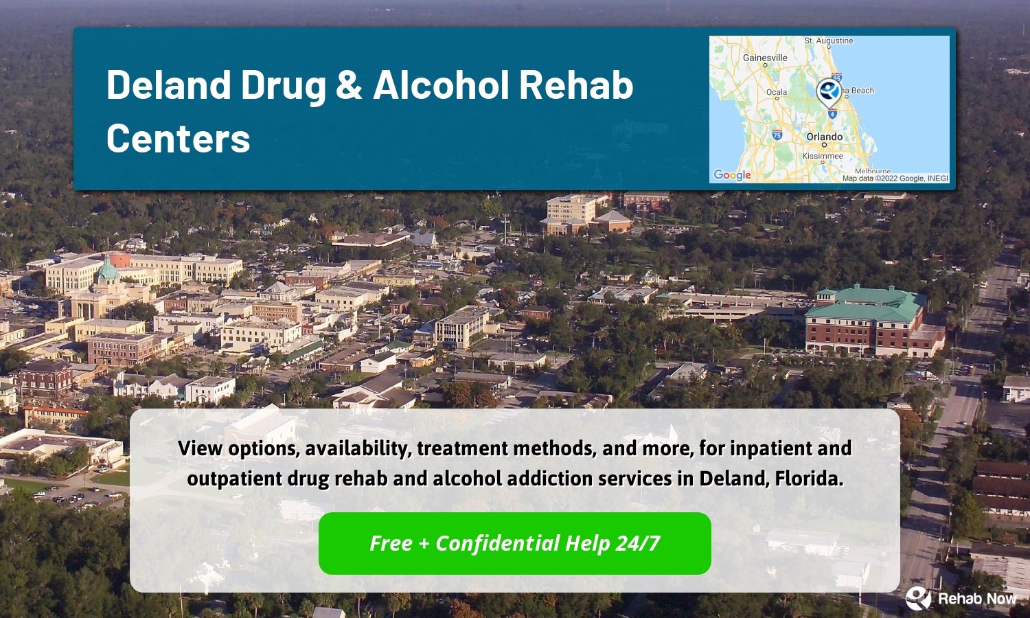 View options, availability, treatment methods, and more, for inpatient and outpatient drug rehab and alcohol addiction services in Deland, Florida.