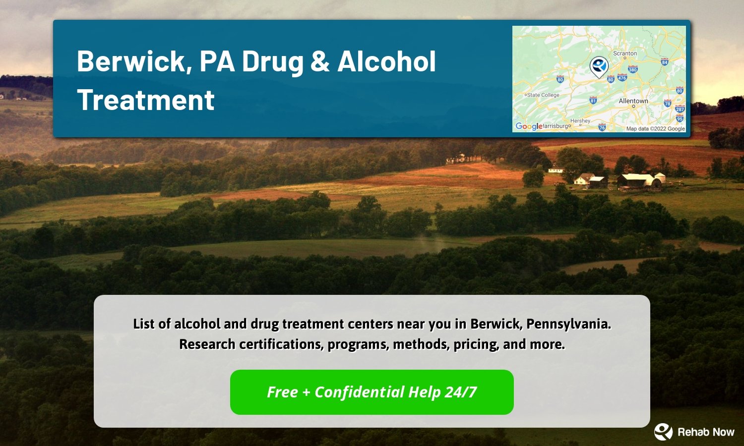 List of alcohol and drug treatment centers near you in Berwick, Pennsylvania. Research certifications, programs, methods, pricing, and more.