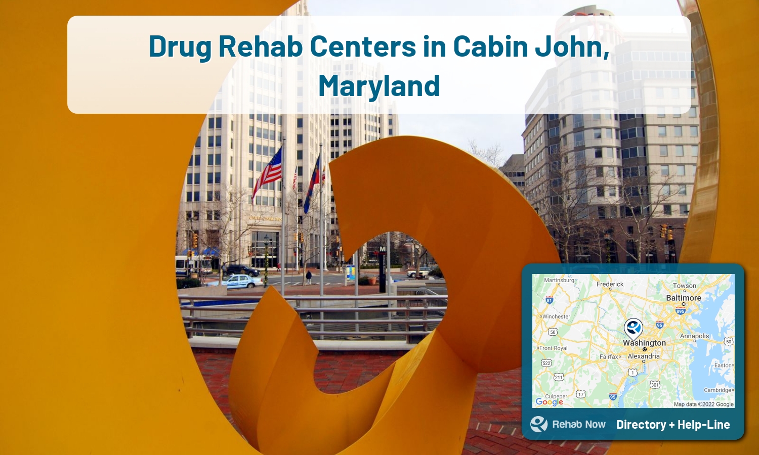 Drug rehab and alcohol treatment services near you in Cabin John, Maryland. Need help choosing a center? Call us, free.