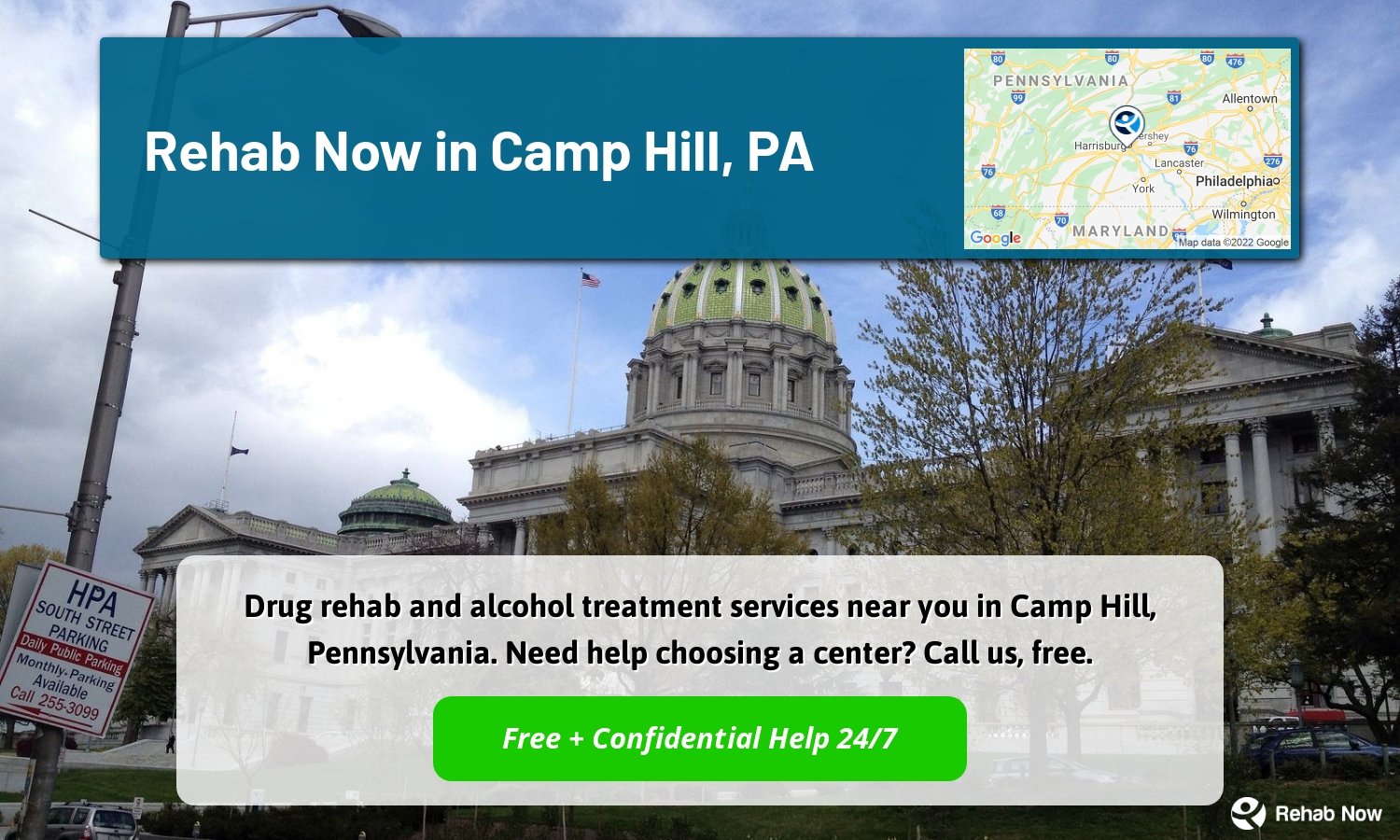Drug rehab and alcohol treatment services near you in Camp Hill, Pennsylvania. Need help choosing a center? Call us, free.