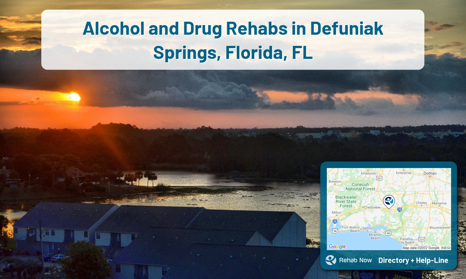 Let our expert counselors help find the best addiction treatment in Defuniak Springs, Florida now with a free call to our hotline.