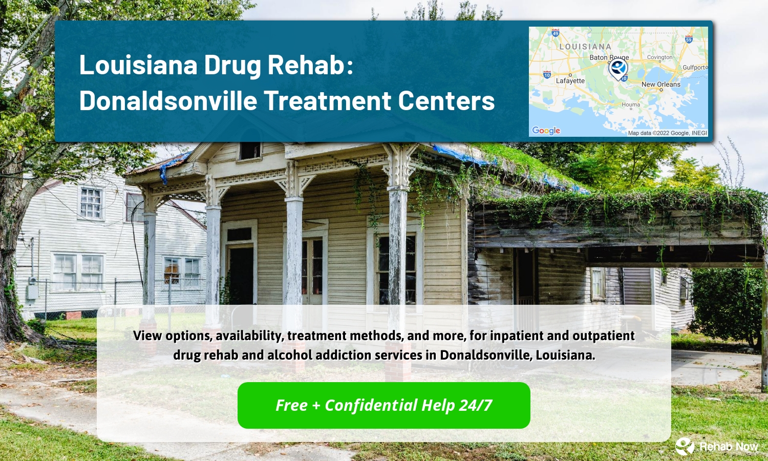 View options, availability, treatment methods, and more, for inpatient and outpatient drug rehab and alcohol addiction services in Donaldsonville, Louisiana.