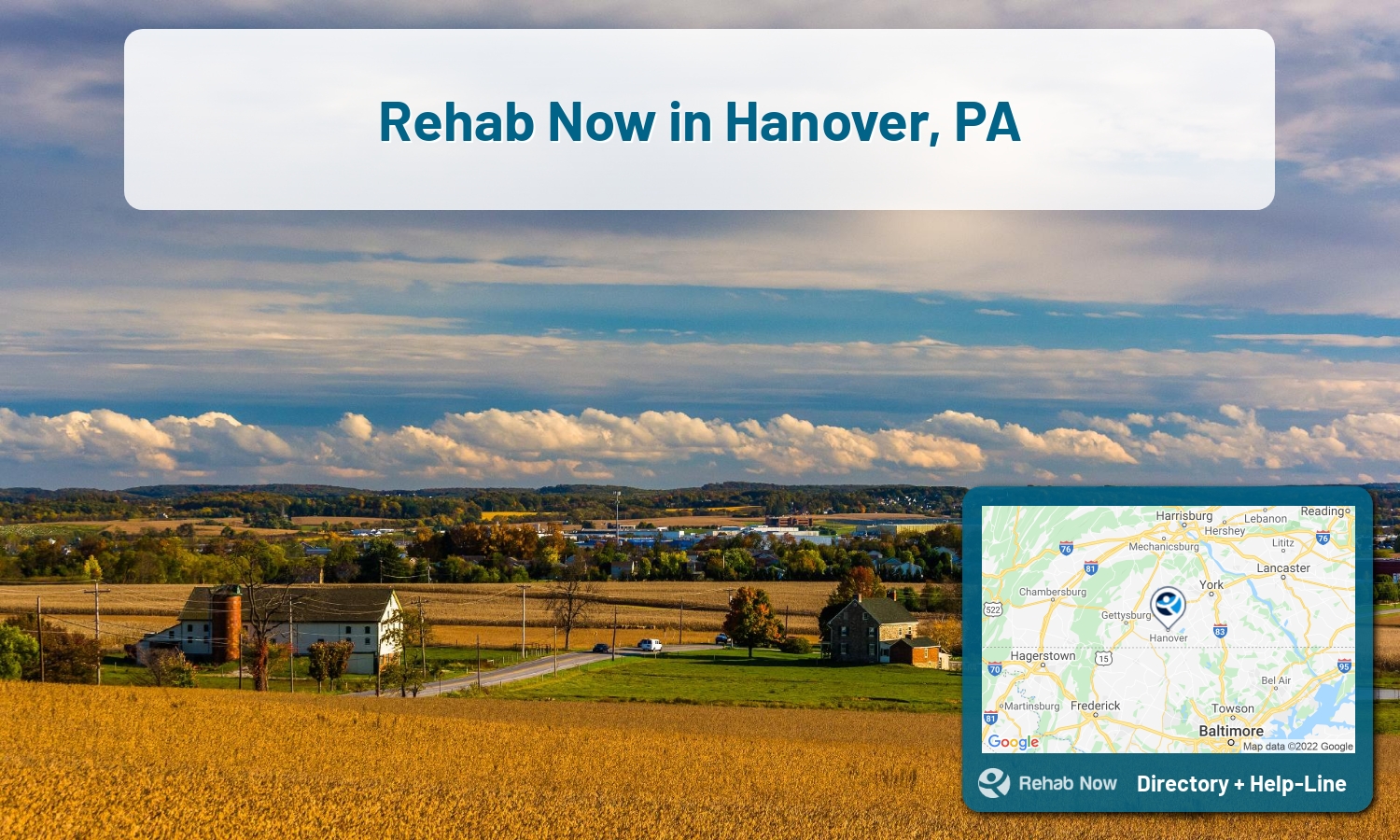 Struggling with addiction in Hanover, Pennsylvania? RehabNow helps you find the best treatment center or rehab available.