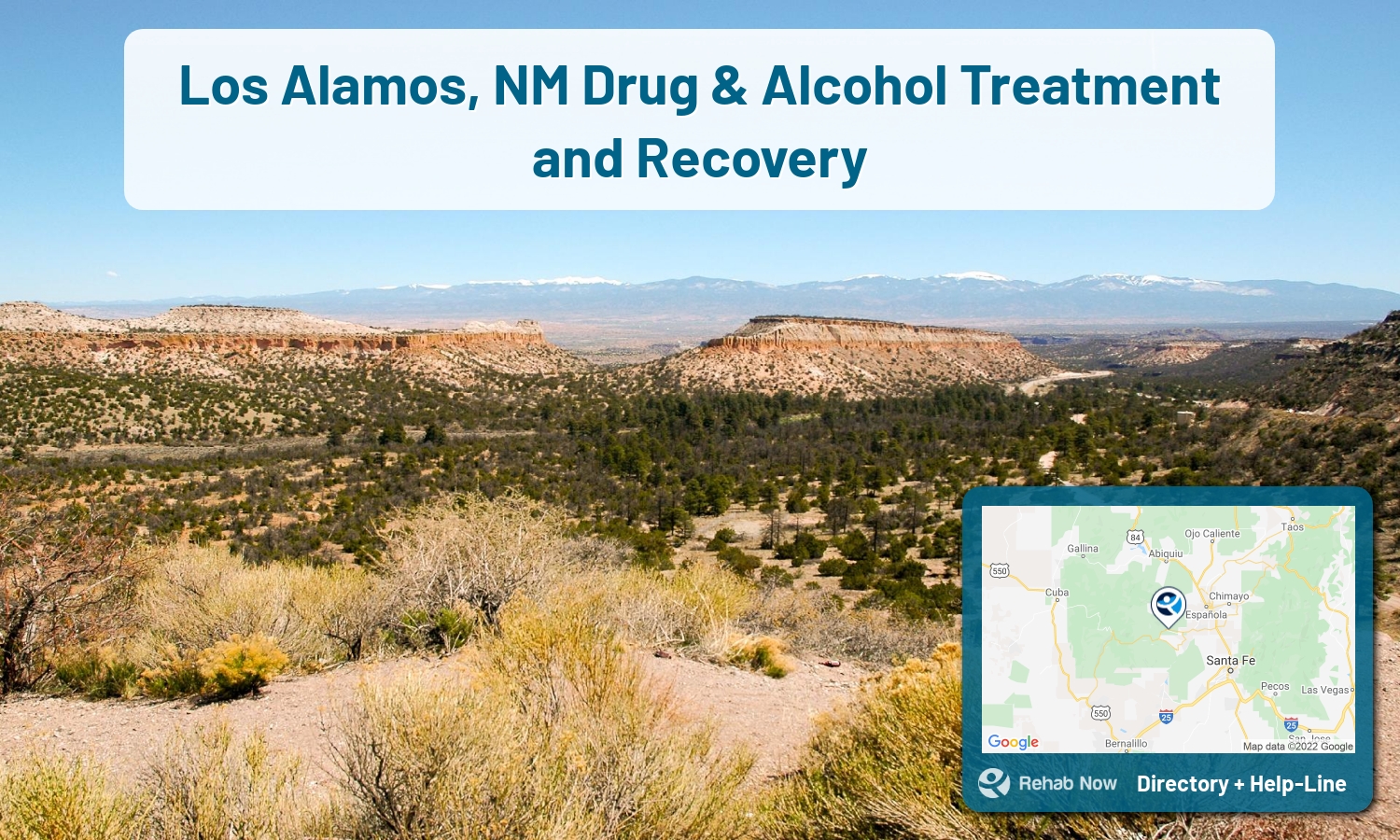 Need treatment nearby in Los Alamos, New Mexico? Choose a drug/alcohol rehab center from our list, or call our hotline now for free help.