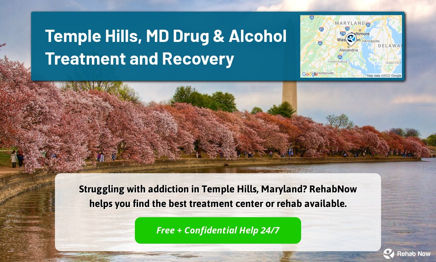 Struggling with addiction in Temple Hills, Maryland? RehabNow helps you find the best treatment center or rehab available.
