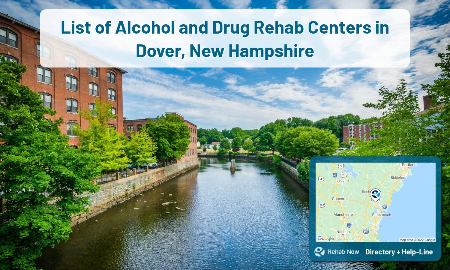Drug rehab and alcohol treatment services near you in Dover, New Hampshire. Need help choosing a center? Call us, free.