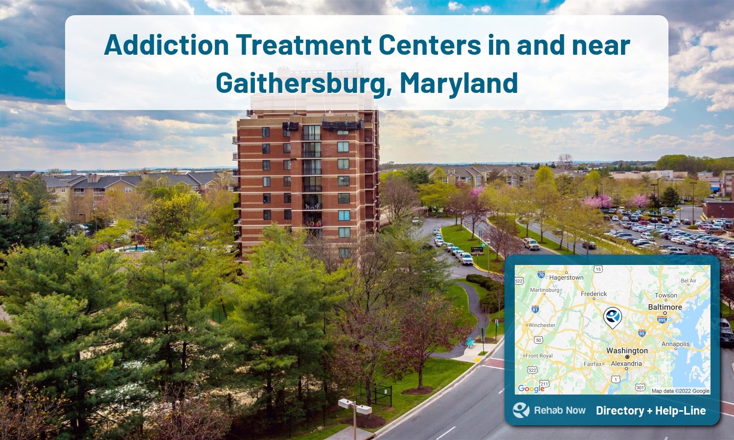 List of alcohol and drug treatment centers near you in Gaithersburg, Maryland. Research certifications, programs, methods, pricing, and more.