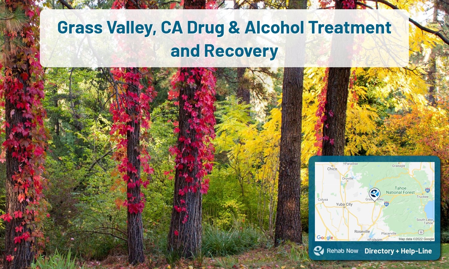 Need treatment nearby in Grass Valley, California? Choose a drug/alcohol rehab center from our list, or call our hotline now for free help.
