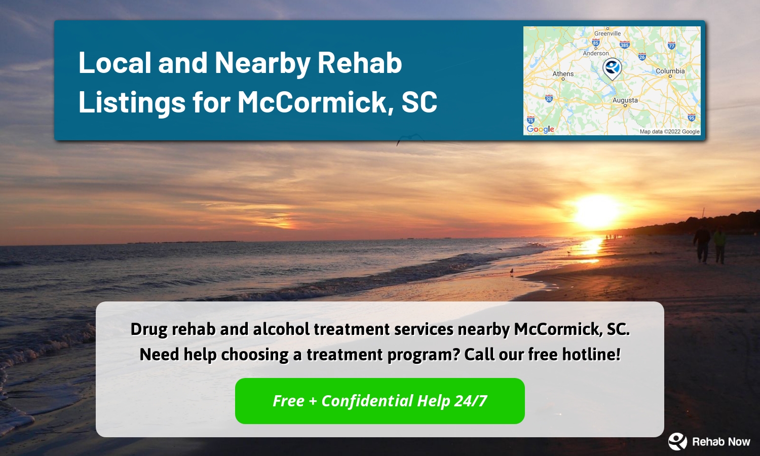 Drug rehab and alcohol treatment services nearby McCormick, SC. Need help choosing a treatment program? Call our free hotline!