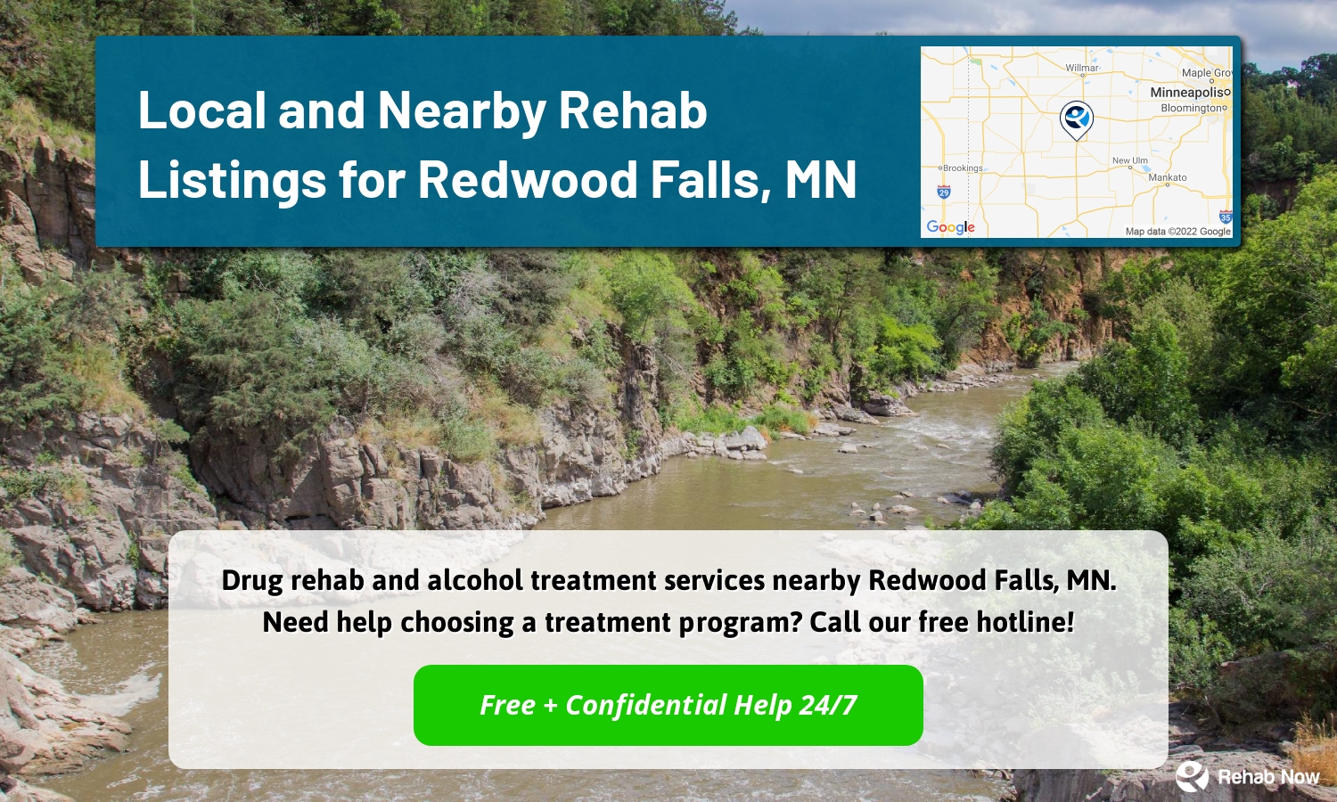 Drug rehab and alcohol treatment services nearby Redwood Falls, MN. Need help choosing a treatment program? Call our free hotline!