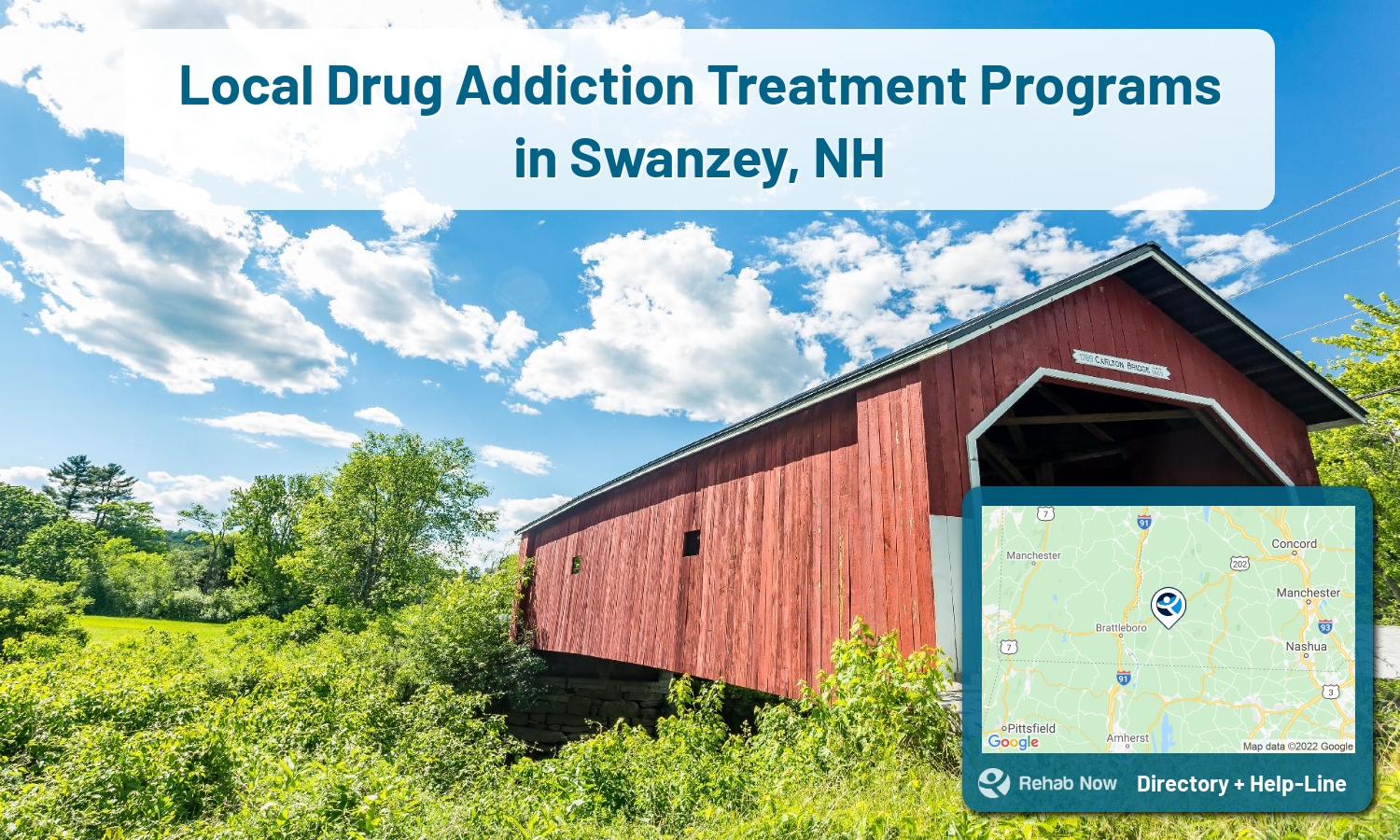 Drug rehab and alcohol treatment services nearby Swanzey, NH. Need help choosing a treatment program? Call our free hotline!