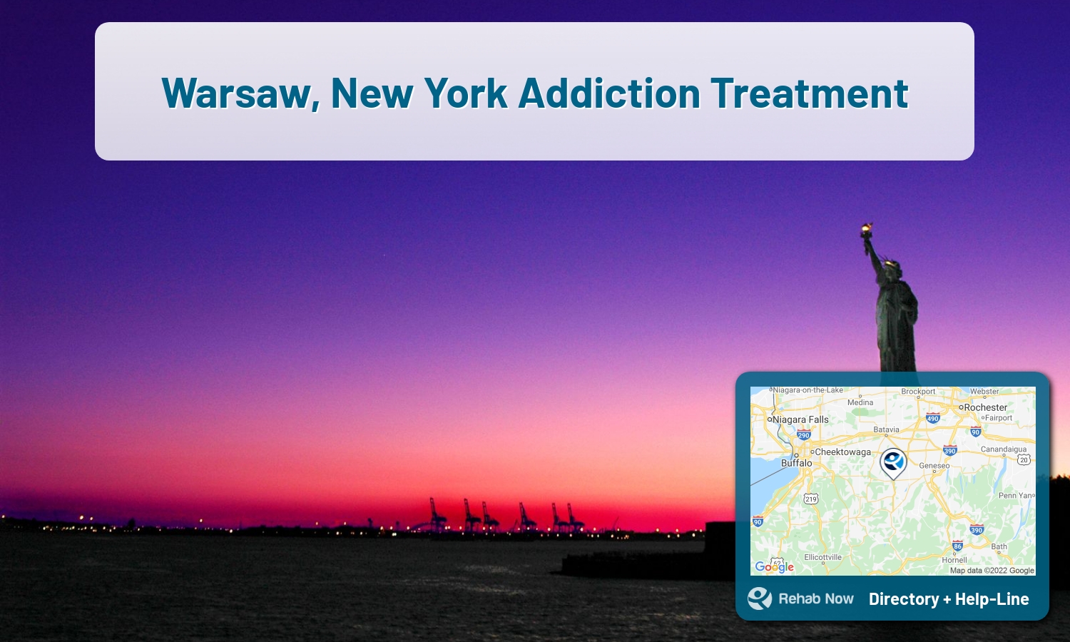 Drug rehab and alcohol treatment services nearby Warsaw, NY. Need help choosing a treatment program? Call our free hotline!