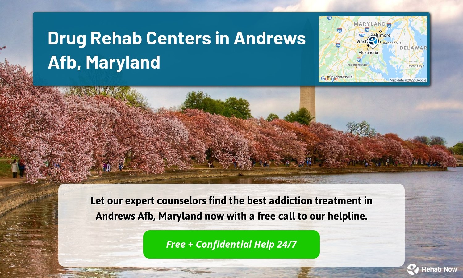 Let our expert counselors find the best addiction treatment in Andrews Afb, Maryland now with a free call to our helpline.