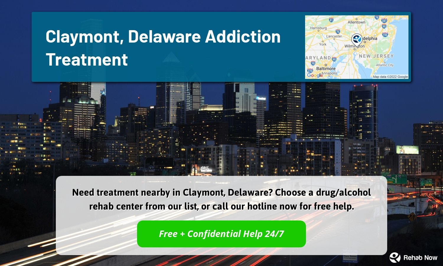 Need treatment nearby in Claymont, Delaware? Choose a drug/alcohol rehab center from our list, or call our hotline now for free help.