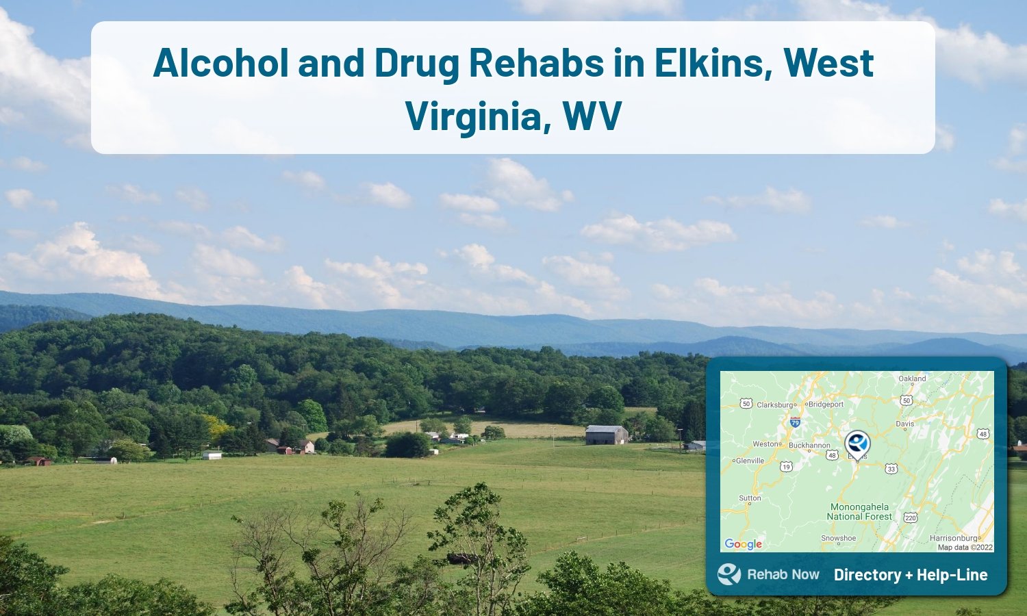 Our experts can help you find treatment now in Elkins, West Virginia. We list drug rehab and alcohol centers in West Virginia.
