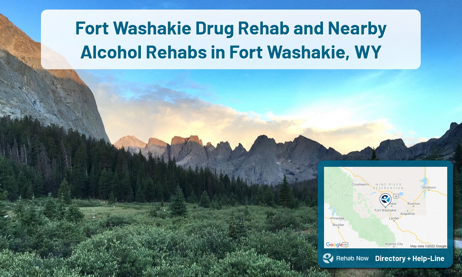 Drug rehab and alcohol treatment services nearby Fort Washakie, WY. Need help choosing a treatment program? Call our free hotline!