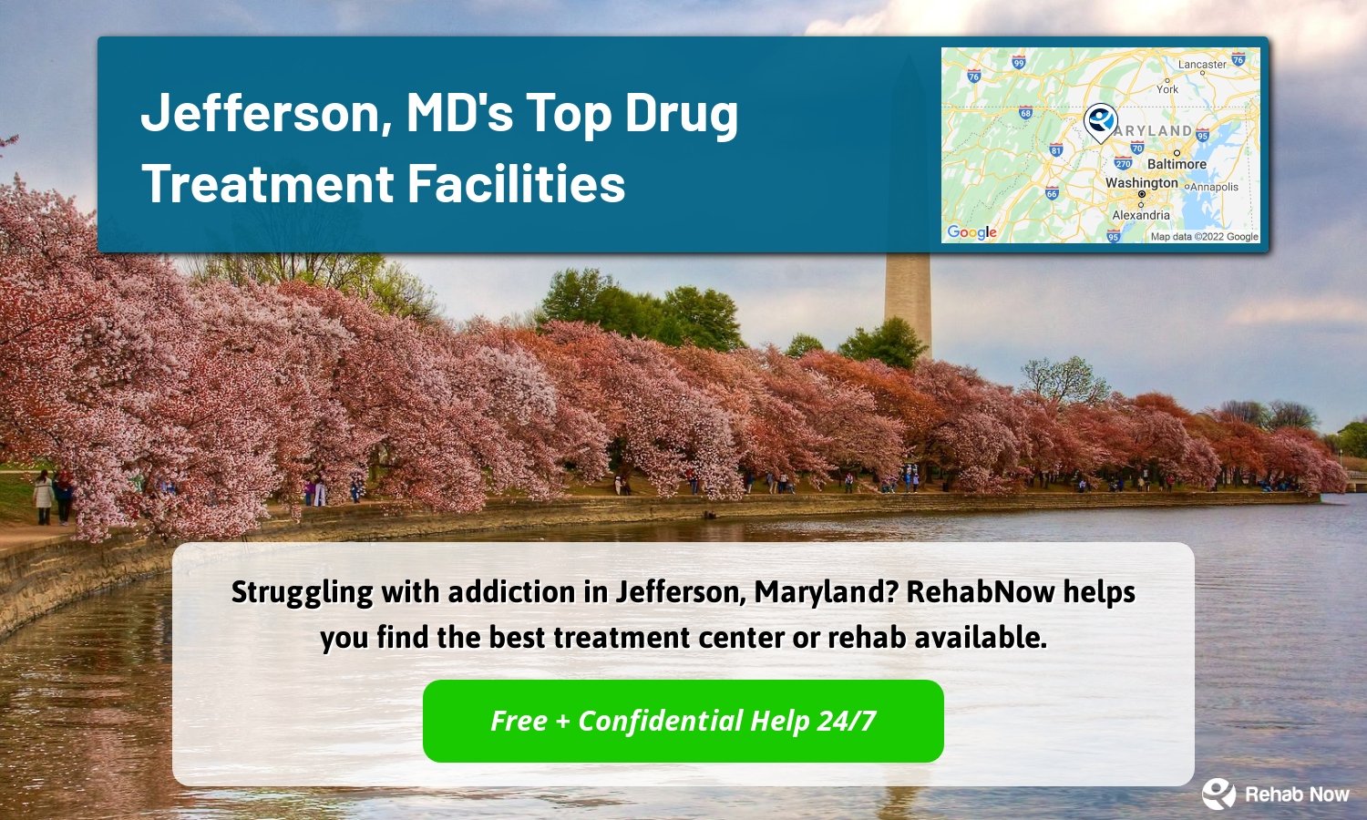 Struggling with addiction in Jefferson, Maryland? RehabNow helps you find the best treatment center or rehab available.